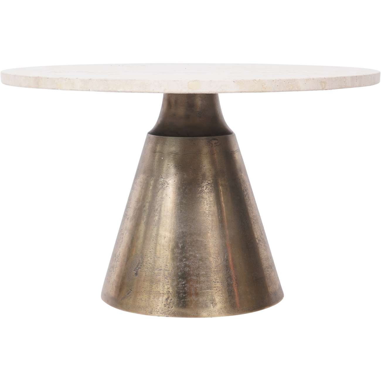 Clifton II Antique Brass & Cream Travertine Coffee Table Small